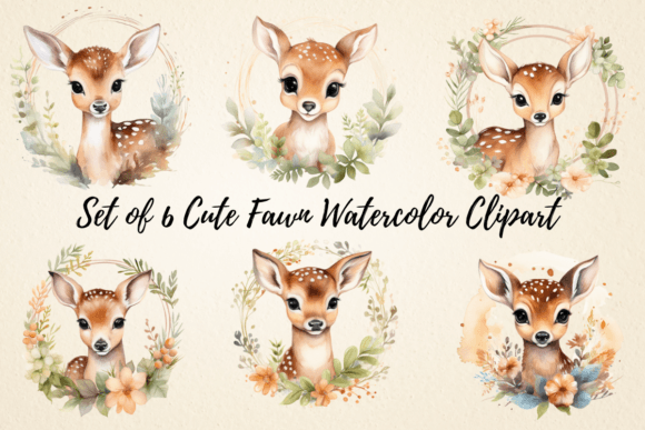 Cute Fawn Watercolor Clipart for Bloggers and Digital Publishers