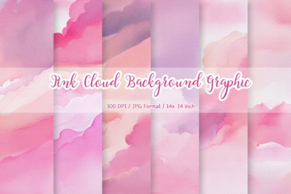 Pink Watercolor Clouds Illustrations for Crafters & Handmade Sellers