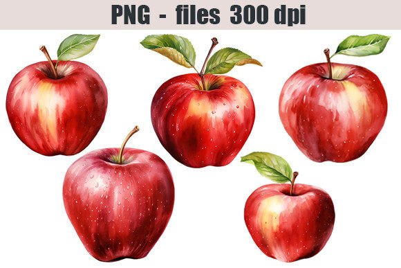 Red Apples Watercolor Clipart: A Fresh Illustration for Local Branding