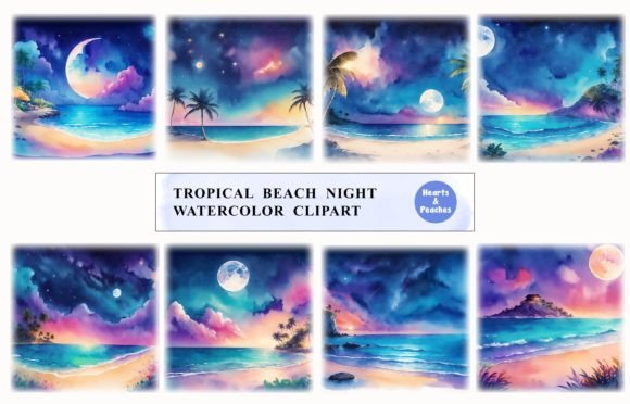 Tropical Beach Night, Watercolor Clipart: A Designer’s Honest Review for Branding & Marketing Use