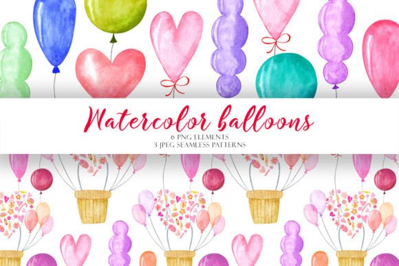 Watercolor Balloons Illustrations for Real Design Projects