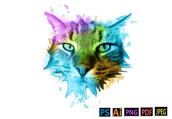 Watercolor Cat Face Illustrations Bring Whimsy to Local Branding