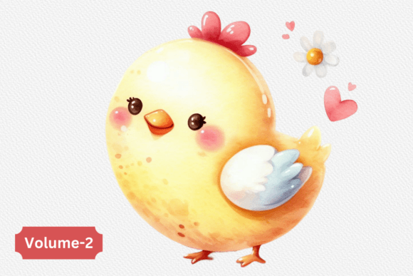 Watercolor Chicken Clipart PNG Volume –2: Illustrations That Bring Charm to Content Publishing