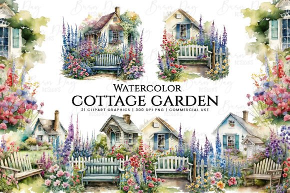 Watercolor Cottage Garden Clipart Bundle Review
