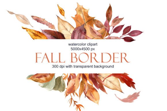 Watercolor Fall Border Autumn PNG Clipart for Illustrations & Digital Product Sellers