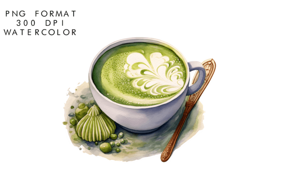 Watercolor Matcha Sublimation Illustrations for Modern Brand Storytelling