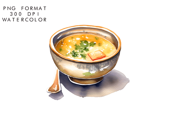 Watercolor Miso Soup Clipart & Illustrations for Crafting & Handmade Business