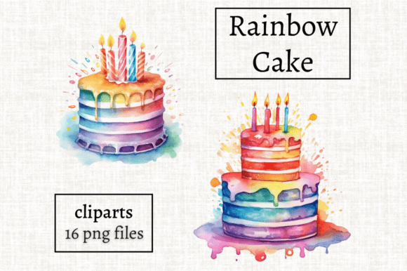 Watercolor Rainbow Birthday Cake Clipart: A Designer’s Take for Local Branding