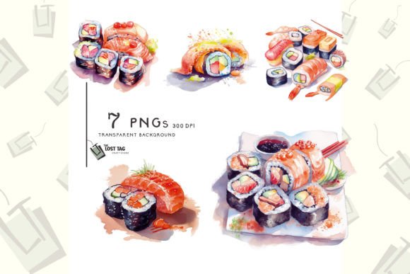 Watercolor Sushi Clipart for Branding & Illustrations That Pop