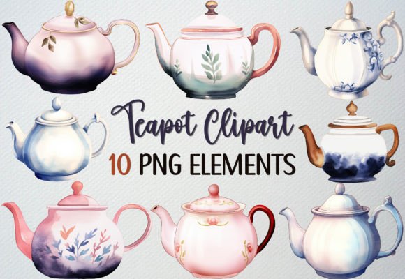 Watercolor Teapot Clipart: A Fresh Illustration Bundle for Lifestyle Branding
